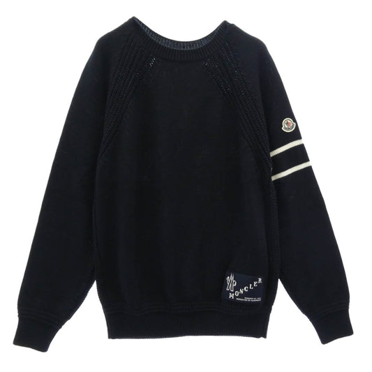 MONCLER モンクレール 23AW I20919C00019 M1121 モンクレールジャパンタグ フェルトワッペン ラグランスリーブ クルーネック ニットセーター ダークネイビー系 L【中古】