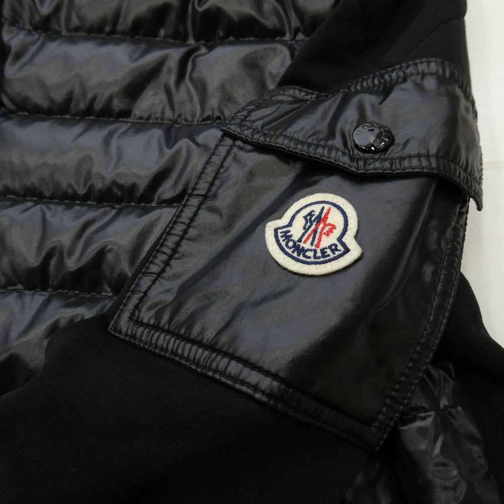 MONCLER モンクレール H10918G00009 809KR モンクレールジャパンタグ MAGLIA CON CAPPUCCIO マグリア コン カプチーオ ダウン切替 ジップアップ パーカー フーディ ブラック系 L【中古】