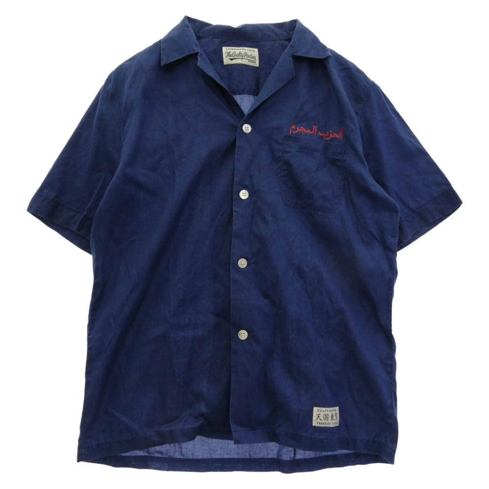 WACKO MARIA ワコマリア 20SS MAFIA SHIRT TYPE-2 50's マフィアシャツ ロゴ プリント オープンカラーシャツ ネイビー系 M【中古】