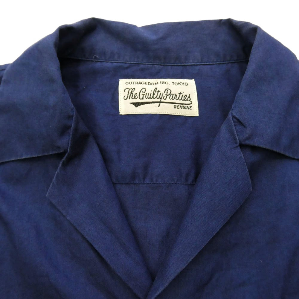 WACKO MARIA ワコマリア 20SS MAFIA SHIRT TYPE-2 50's マフィアシャツ ロゴ プリント オープンカラーシャツ ネイビー系 M【中古】