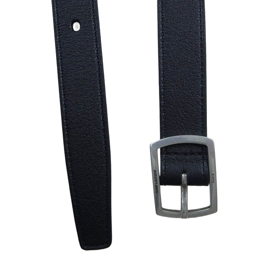 SAINT LAURENT サンローラン GRZ593303 イタリア製 ロゴ刻印 バックル レザー ベルト ブラック系【美品】【中古】