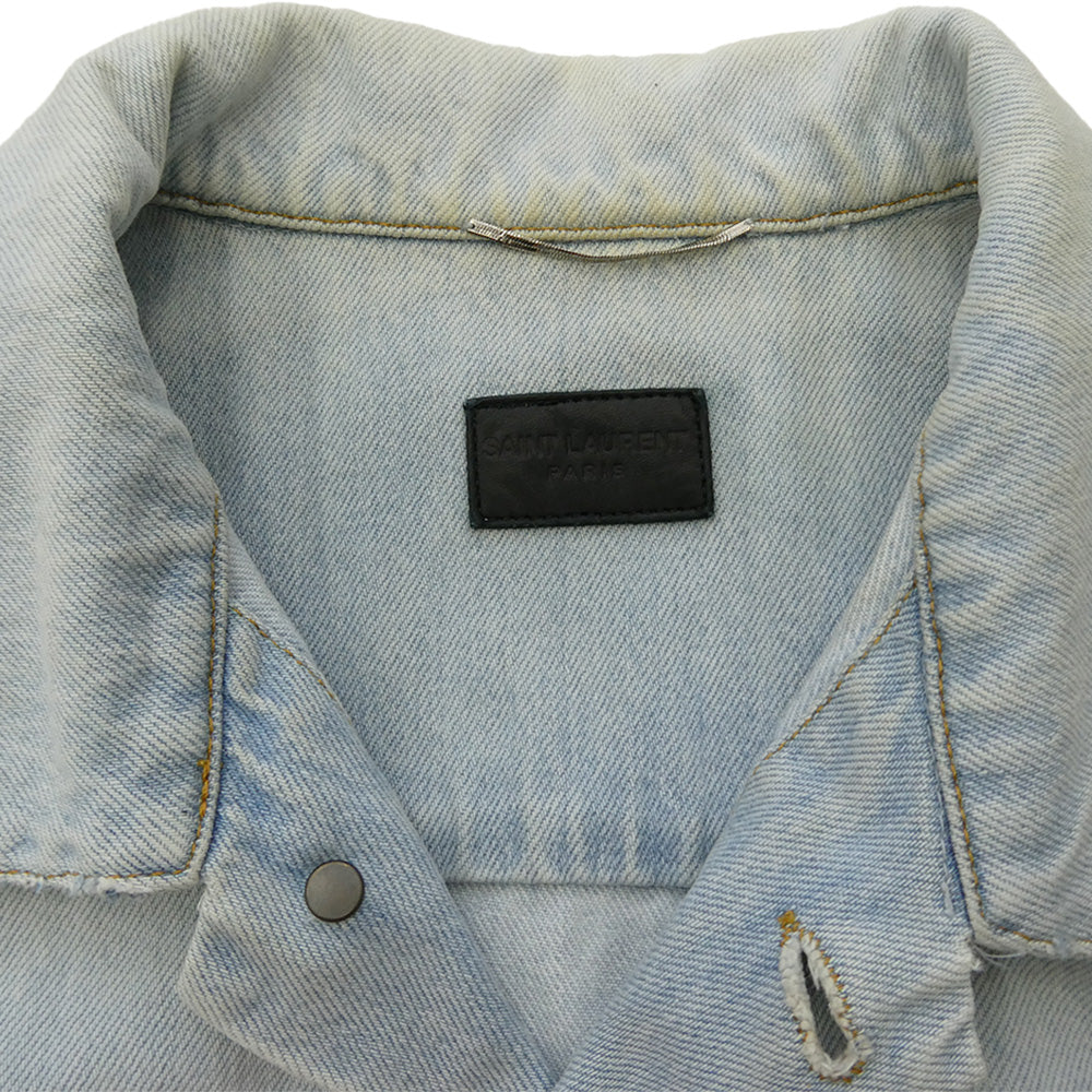 SAINT LAURENT サンローラン 14SS 347058 YM26R by Hedi Slimane エディ期 ヴィンテージ加工 デニムジャケット インディゴブルー系 S【中古】