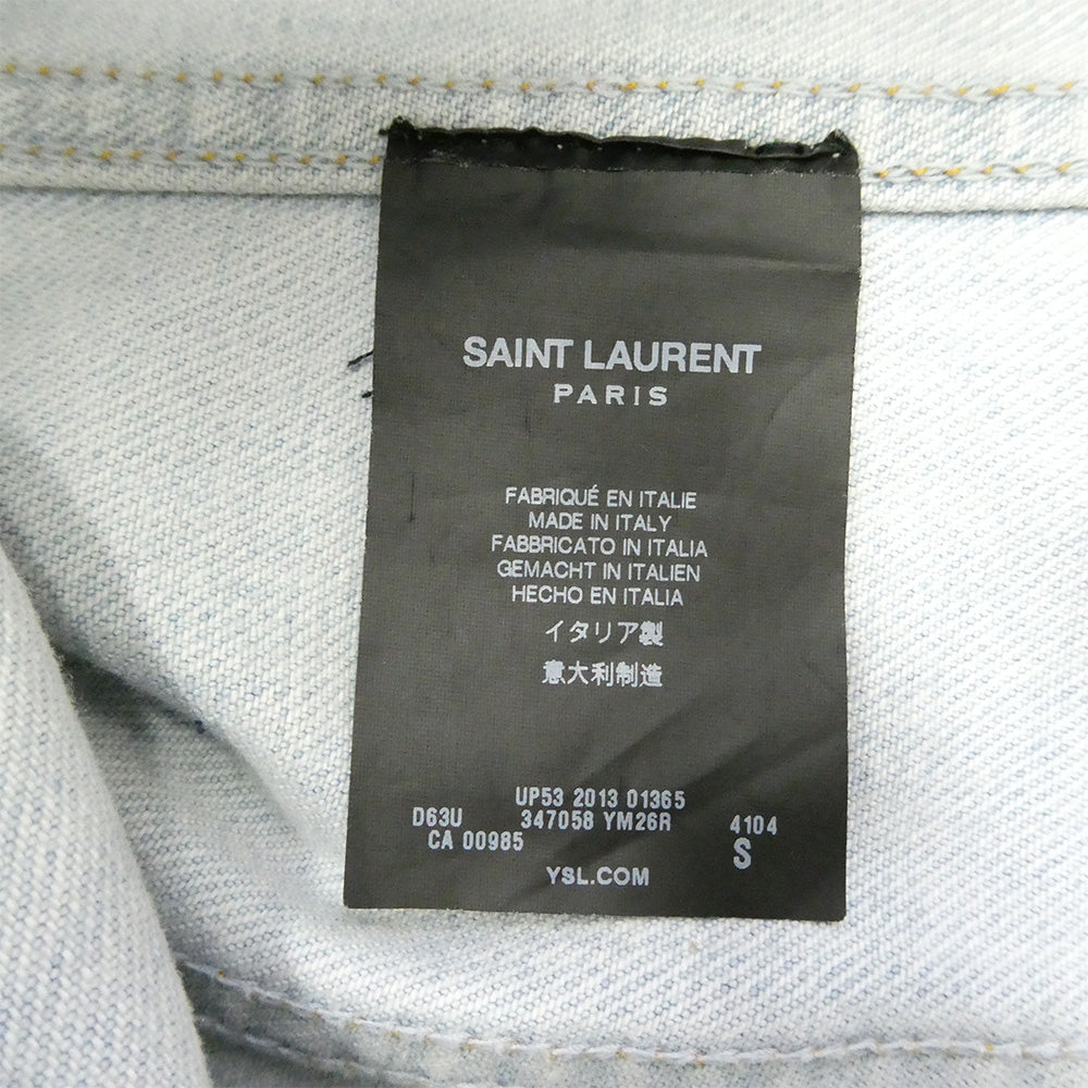 SAINT LAURENT サンローラン 14SS 347058 YM26R by Hedi Slimane エディ期 ヴィンテージ加工 デニムジャケット インディゴブルー系 S【中古】