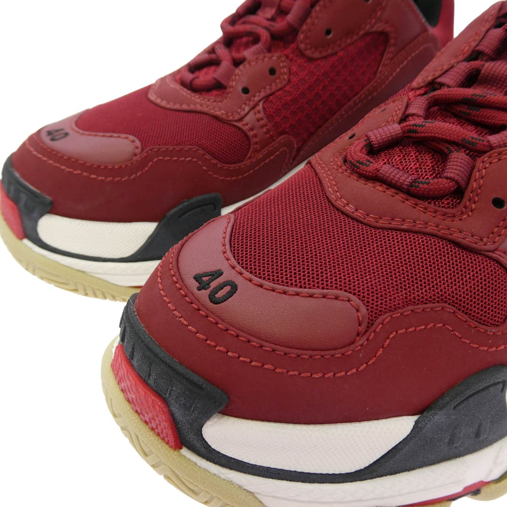 BALENCIAGA バレンシアガ 536737 W09OM 5504 Triple S Sneaker Burgundy トリプルS スニーカー ローカット ワインレッド系 26.5cm【極上美品】【中古】