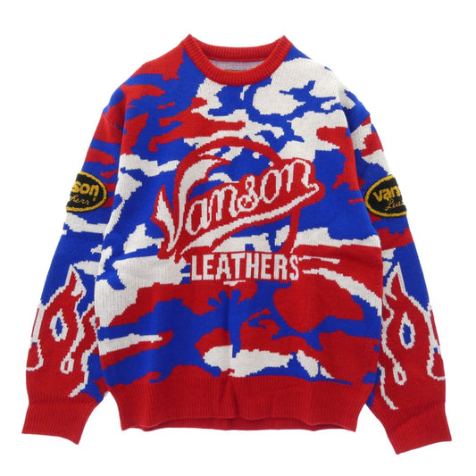 Supreme シュプリーム 22SS x Vanson Leathers バンソン レザー Sweater ニット クルーネック セーター マルチカラー系 M【極上美品】【中古】