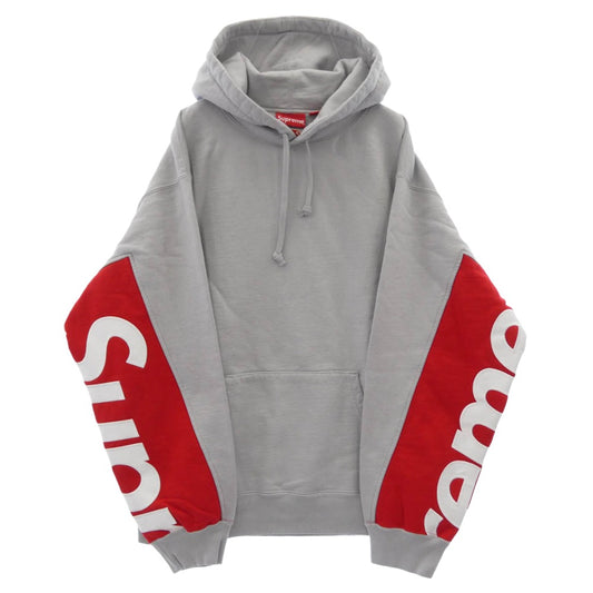 Supreme シュプリーム 22SS Cropped Panels Hooded Sweatshirt クロップド パネル フーディー スウェットシャツ フーディー パーカー グレー レッド系 ラベンダー系 L【美品】【中古】