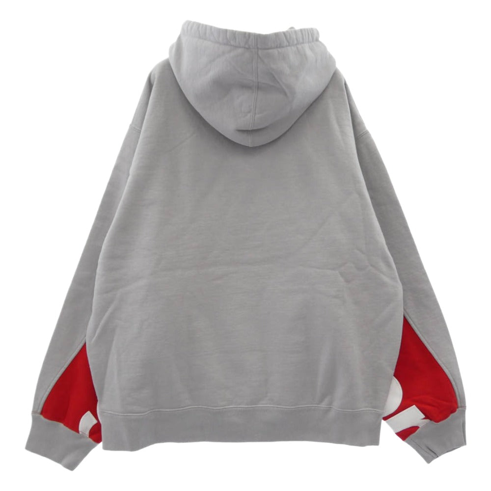 Supreme シュプリーム 22SS Cropped Panels Hooded Sweatshirt クロップド パネル フーディー スウェットシャツ フーディー パーカー グレー レッド系 ラベンダー系 L【美品】【中古】