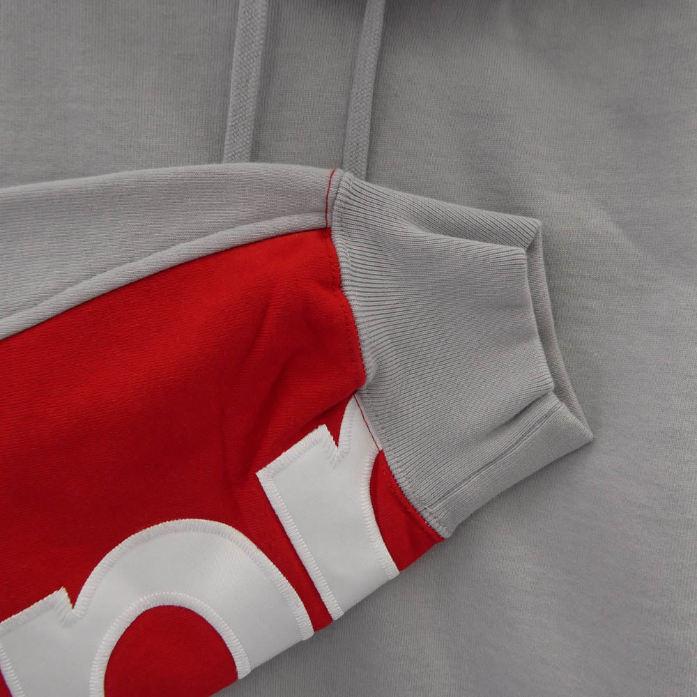 Supreme シュプリーム 22SS Cropped Panels Hooded Sweatshirt クロップド パネル フーディー スウェットシャツ フーディー パーカー グレー レッド系 ラベンダー系 L【美品】【中古】