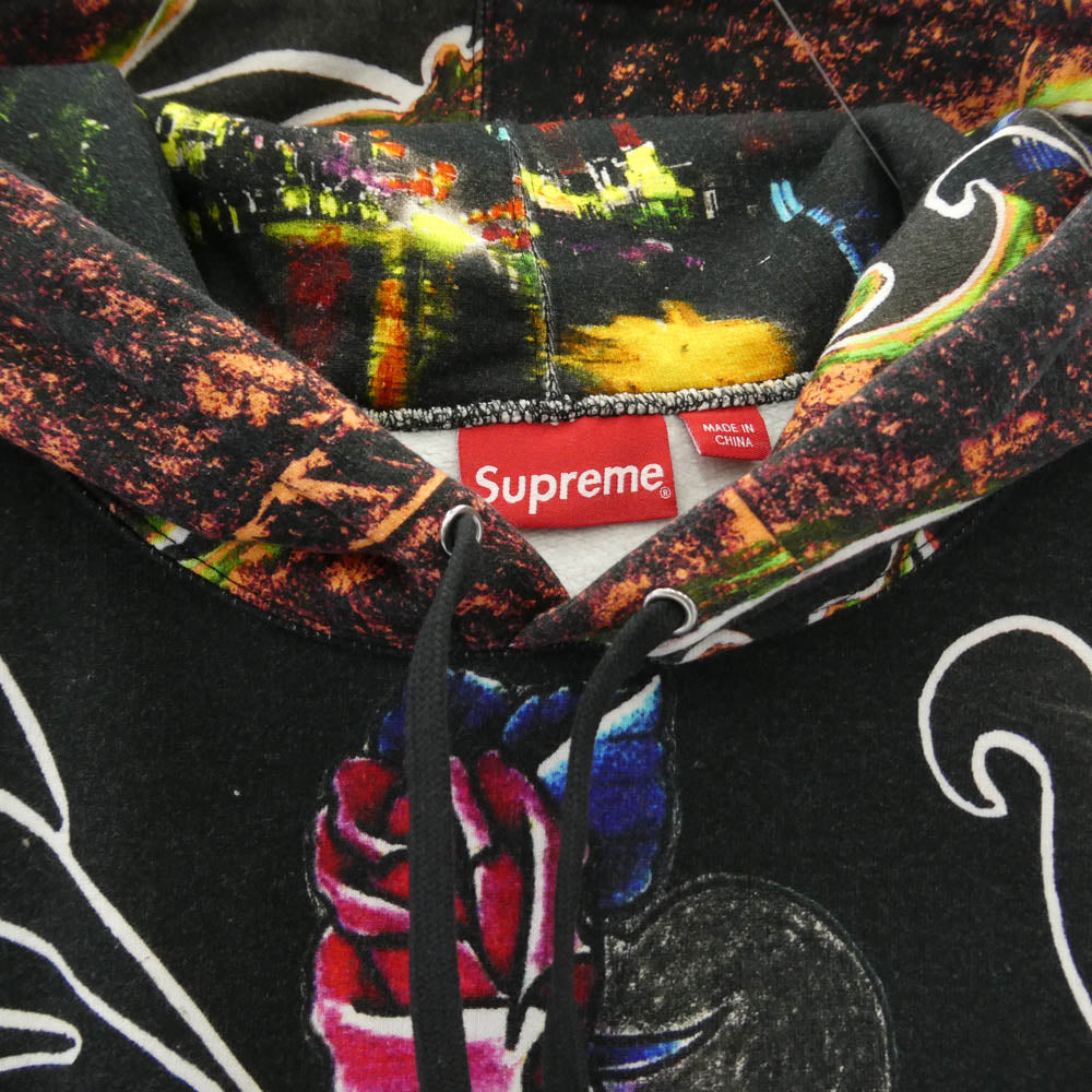 Supreme シュプリーム 22SS East Broadway Hooded Sweatshirt イースト ブロードウェイ フーデッド スウェットシャツ パーカー フーディー チャコール系 マルチカラー系 XL【美品】【中古】