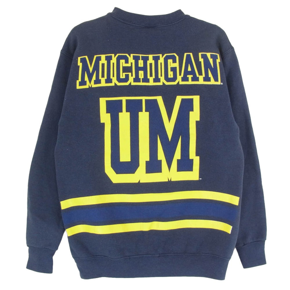 ヴィンテージ 90s USA製 SALEM sportswear MICHIGAN プリント スウェット ネイビー系 14 16【中古】