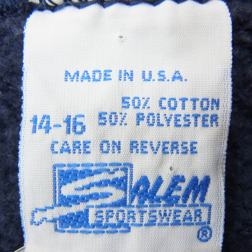 ヴィンテージ 90s USA製 SALEM sportswear MICHIGAN プリント スウェット ネイビー系 14 16【中古】