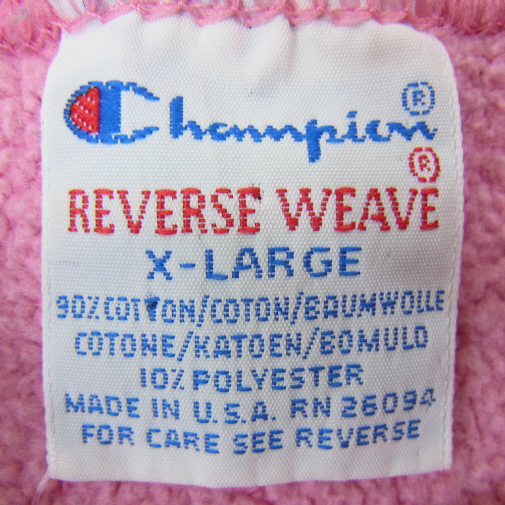 Champion チャンピオン 90s USA製 刺繍タグ リバースウィーブ スウェット ピンク系 XL【中古】
