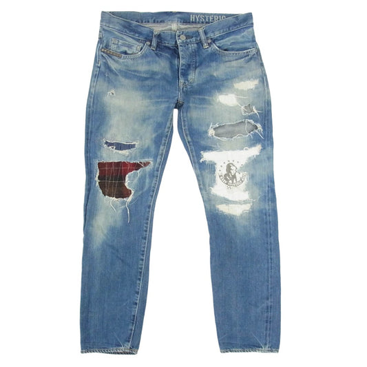 HYSTERIC GLAMOUR ヒステリックグラマー 0143AP07 クラッシュ加工 CPR加工　ダメージ デニム パンツ インディゴブルー系 M【中古】