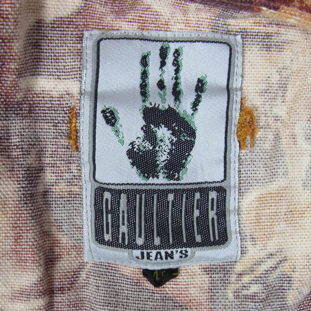 JEAN-PAUL GAULTIER ジャンポールゴルチエ GAULTIER JEAN'S ゴルチエ ジーンズ 転写 トロンプルイユ 肖像画 総柄 ベスト ジレ エンジ系 48【中古】