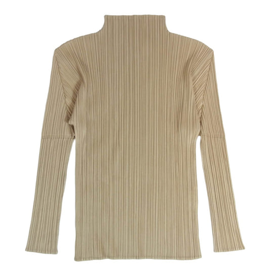 PLEATS PLEASE プリーツプリーズ イッセイミヤケ PP05-JK005 プリーツ ハイネック 長袖 カットソー ベージュ系 3【中古】