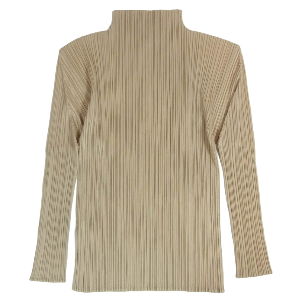 PLEATS PLEASE プリーツプリーズ イッセイミヤケ PP05-JK005 プリーツ ハイネック 長袖 カットソー ベージュ系 3【中古】