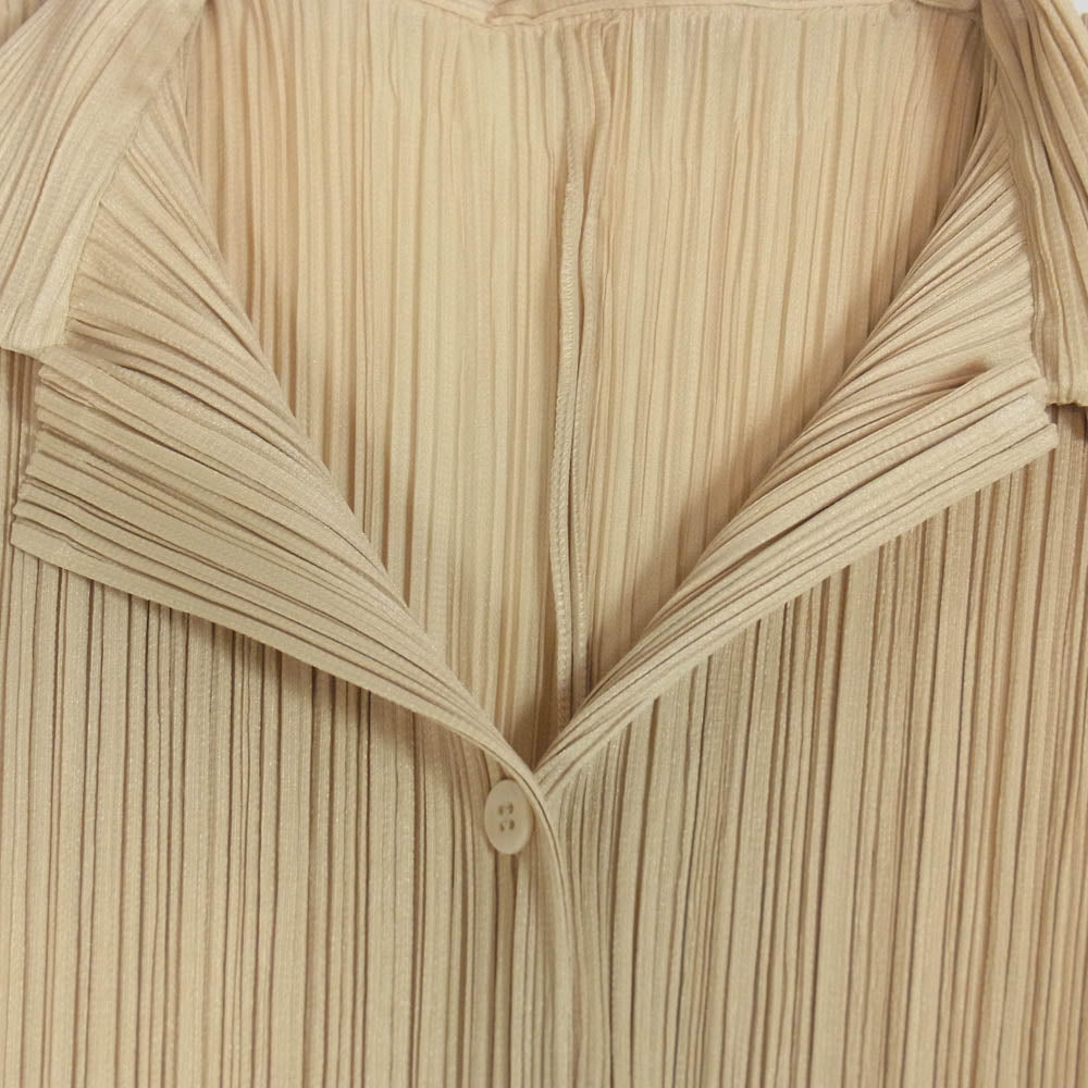 PLEATS PLEASE プリーツプリーズ イッセイミヤケ 00AW PP04-JK624 プリーツ 長袖 オープンカラー 開襟 シャツ ブラウス ベージュ系 3【中古】
