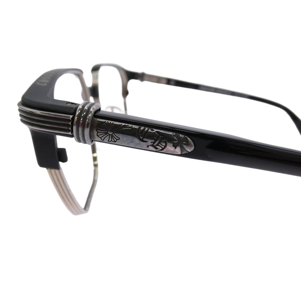 CHROME HEARTS クロムハーツ（原本無） 純正アイウェアケース付き BLAZIN CHクロステンプル 眼鏡 メガネ ブラック系 シルバー系 56□17-151【中古】