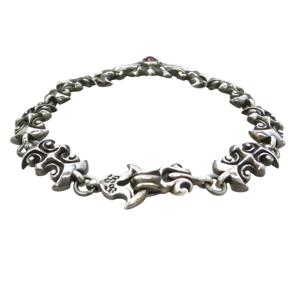 William Walles ウィリアムウォレス ストーン リンク ブレスレット シルバー系 レッド系【中古】