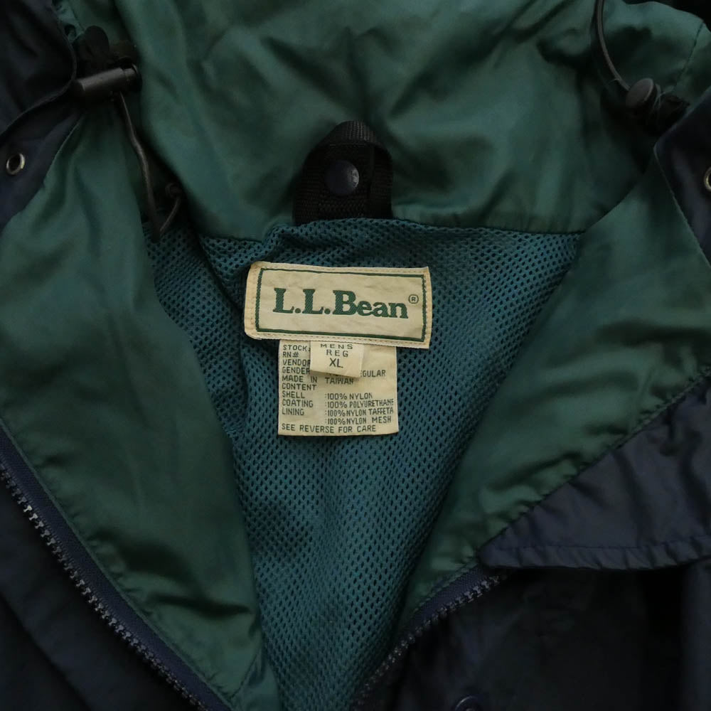 ヴィンテージ L618 L.L.BEAN 90s フード ナイロン コート ジャケット ネイビー系 XL【中古】