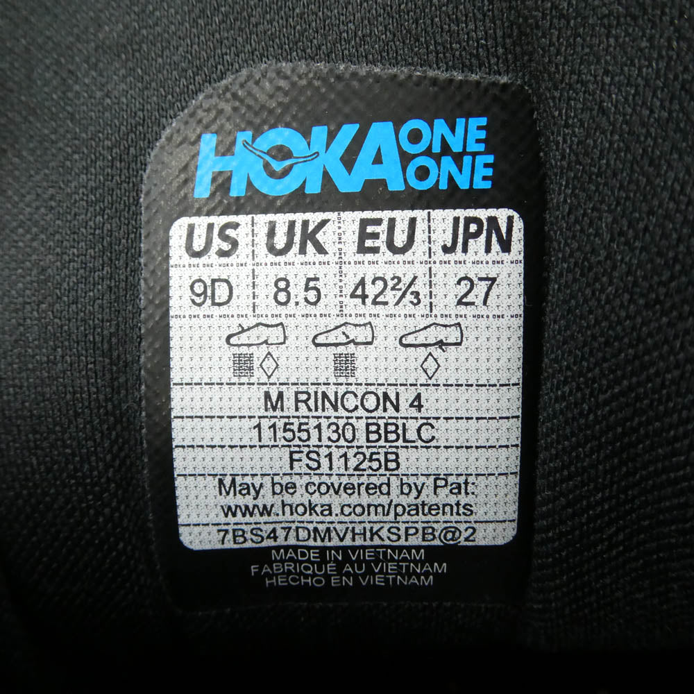 HOKA ONE ONE ホカ オネオネ 1155130 M RINCON 4 リンコン スニーカー ブラック系 27cm【中古】
