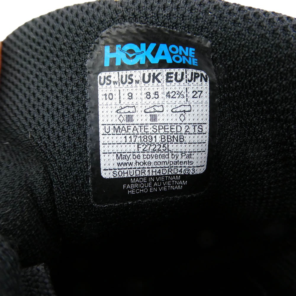 HOKA ONE ONE ホカ オネオネ 1171891 U MAFATE SPEED 2 TS マファテ スピード スニーカー ブラック系 ホワイト系 27cm【美品】【中古】