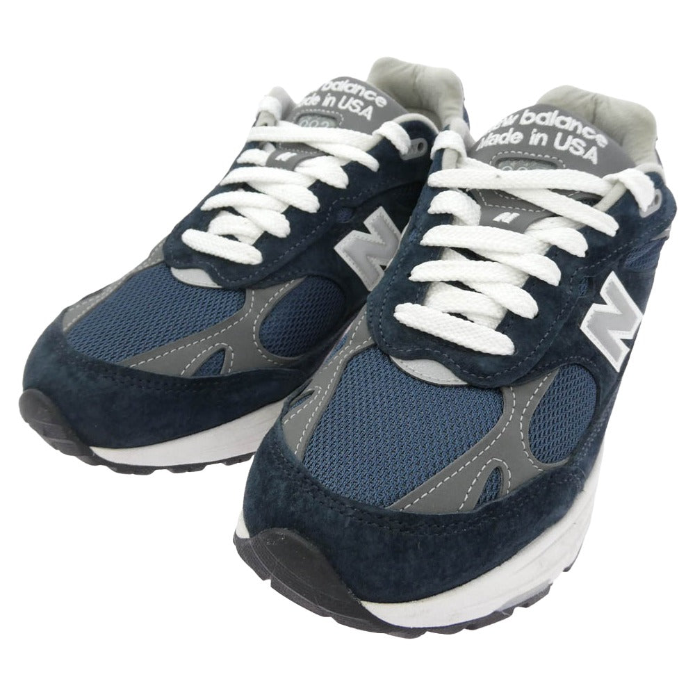 NEW BALANCE ニューバランス MR993NV MADE IN USA 993 Navy ネイビー スエード メッシュ スニーカー ブラック系 26.5cm【中古】