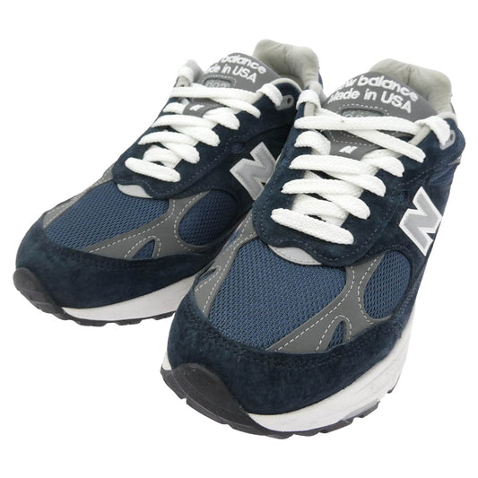 NEW BALANCE ニューバランス MR993NV MADE IN USA 993 Navy ネイビー スエード メッシュ スニーカー ブラック系 26.5cm【中古】