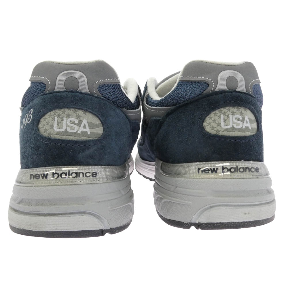 NEW BALANCE ニューバランス MR993NV MADE IN USA 993 Navy ネイビー スエード メッシュ スニーカー ブラック系 26.5cm【中古】