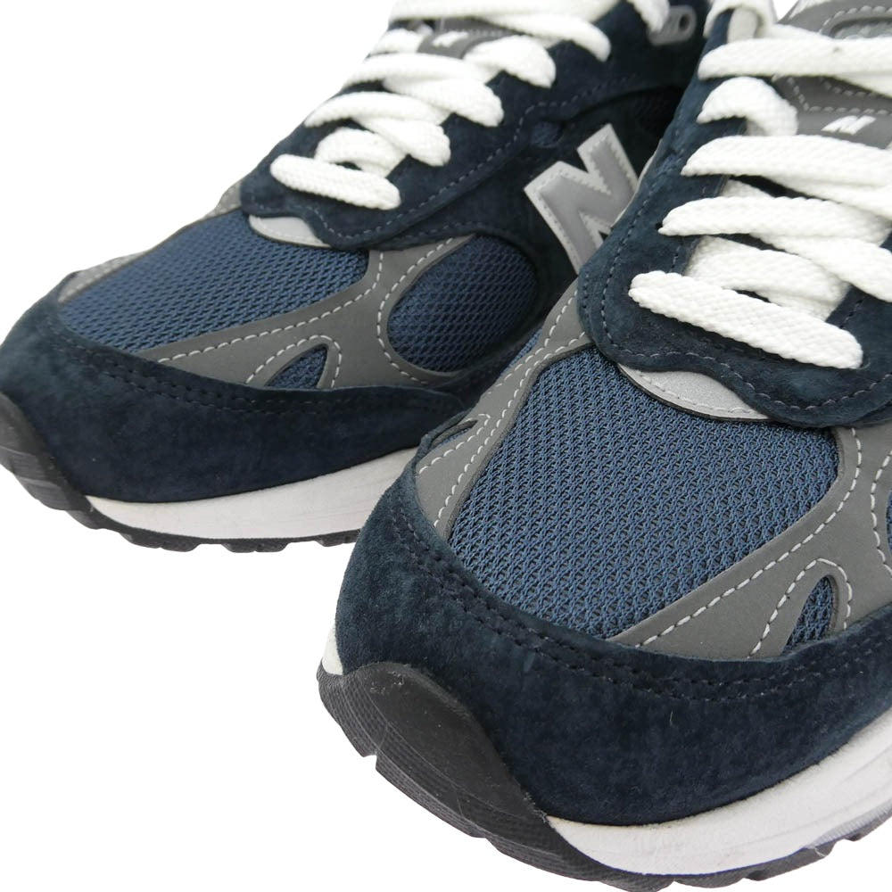 NEW BALANCE ニューバランス MR993NV MADE IN USA 993 Navy ネイビー スエード メッシュ スニーカー ブラック系 26.5cm【中古】