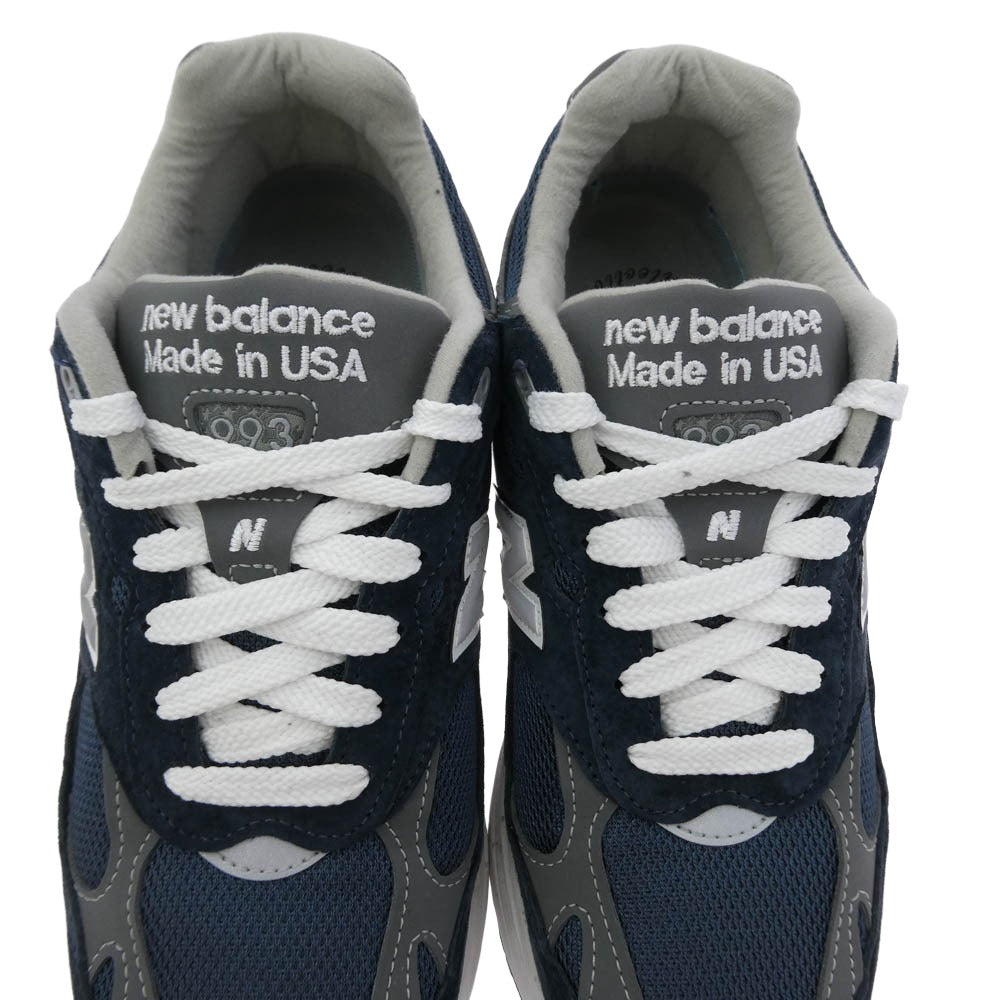 NEW BALANCE ニューバランス MR993NV MADE IN USA 993 Navy ネイビー スエード メッシュ スニーカー ブラック系 26.5cm【中古】