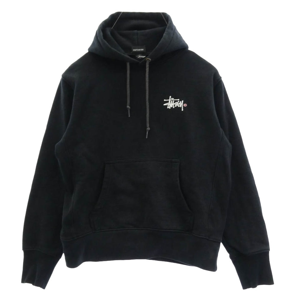 STUSSY ステューシー ストック ロゴ プリント プルオーバー スウェット パーカー ブラック系 サイズ表記無し【中古】