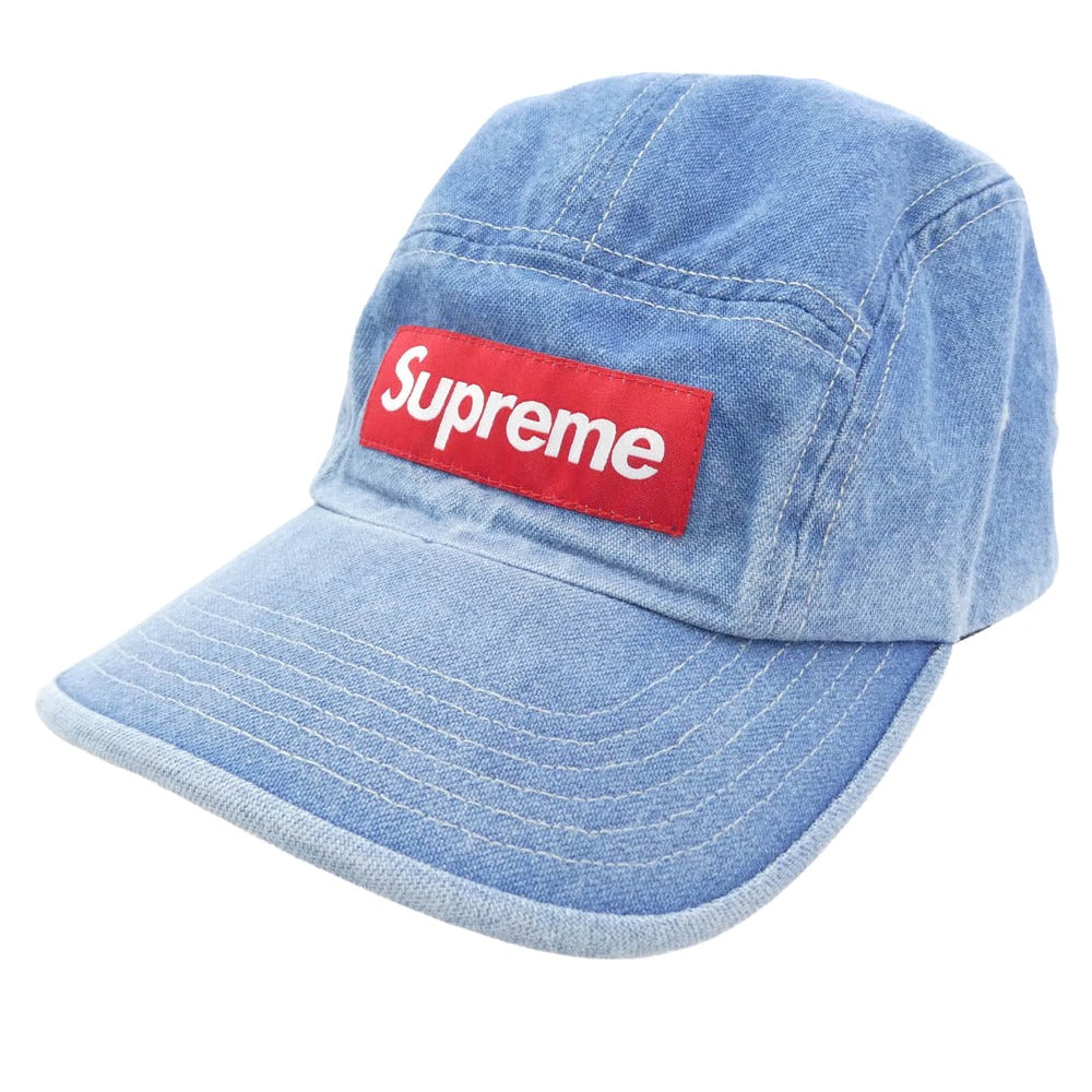 Supreme シュプリーム 21AW Washed Chino Twill Camp Cap ウォッシュ チノツイル キャンプ キャップ ライトブルー系【美品】【中古】
