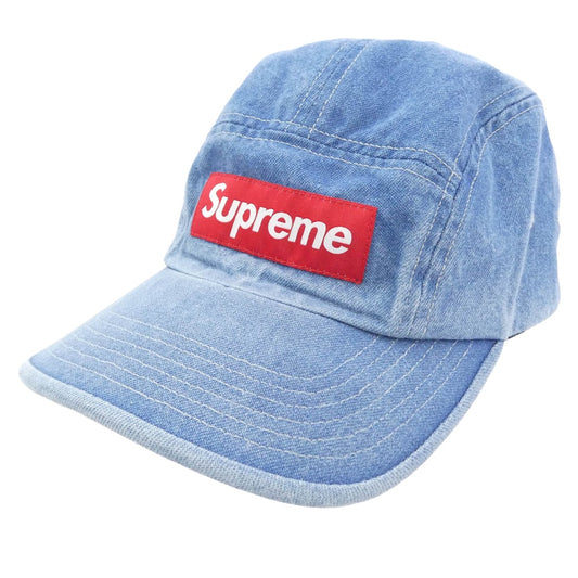 Supreme シュプリーム 21AW Washed Chino Twill Camp Cap ウォッシュ チノツイル キャンプ キャップ ライトブルー系【美品】【中古】