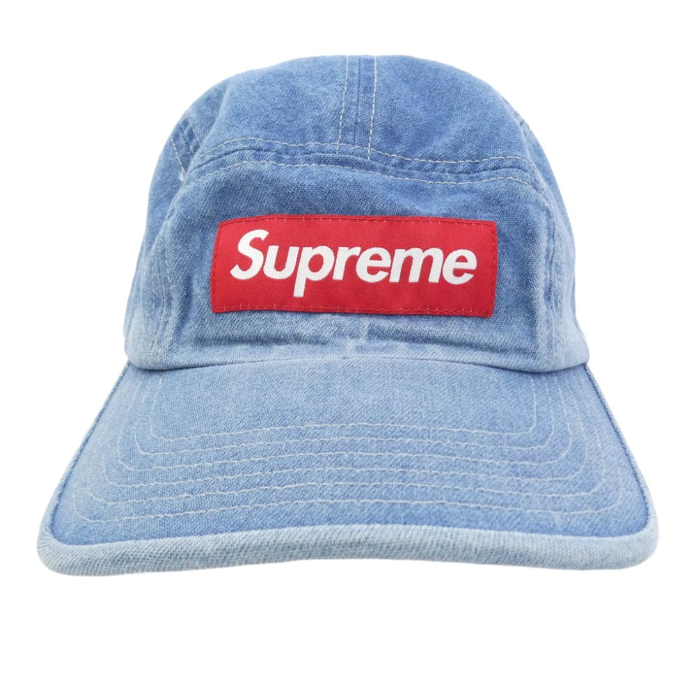 Supreme シュプリーム 21AW Washed Chino Twill Camp Cap ウォッシュ チノツイル キャンプ キャップ ライトブルー系【美品】【中古】