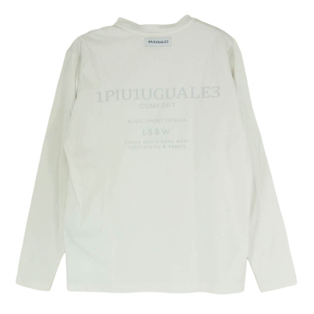 1piu1uguale3 ウノピュウノウグァーレトレ フロント 反転 ロゴ クルーネック ストレッチ 長袖 Tシャツ カットソー オフホワイト系 IV【中古】
