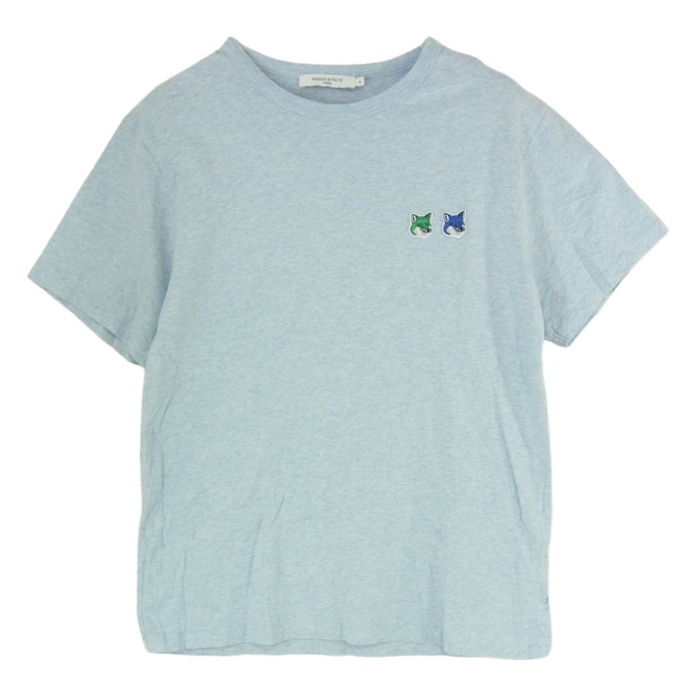 MAISON KITSUNE メゾンキツネ KM00101KJ0008 DOUBLE MONOCHROME FOX HEAD PATCH CLASSIC TEE-SHIRT キツネ ワッペン 半袖 Tシャツ ライトブルー系 M【中古】