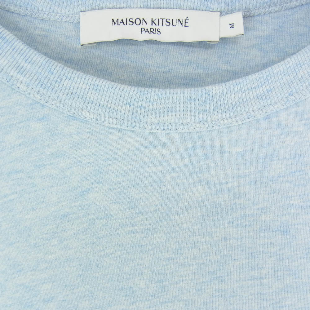 MAISON KITSUNE メゾンキツネ KM00101KJ0008 DOUBLE MONOCHROME FOX HEAD PATCH CLASSIC TEE-SHIRT キツネ ワッペン 半袖 Tシャツ ライトブルー系 M【中古】