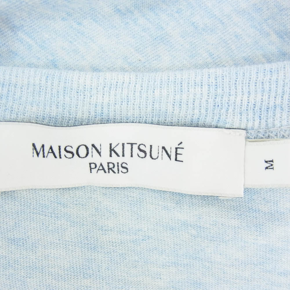 MAISON KITSUNE メゾンキツネ KM00101KJ0008 DOUBLE MONOCHROME FOX HEAD PATCH CLASSIC TEE-SHIRT キツネ ワッペン 半袖 Tシャツ ライトブルー系 M【中古】