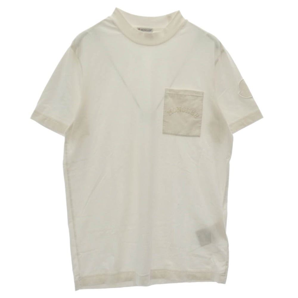 MONCLER モンクレール 23AW I20918C00050 89AA2 SS T-SHIRT ポケットロゴ 刺繍 ショルダーワッペン 半袖 Tシャツ TEE ホワイト系 XS【中古】