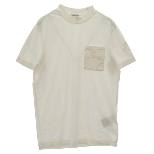 MONCLER モンクレール 23AW I20918C00050 89AA2 SS T-SHIRT ポケットロゴ 刺繍 ショルダーワッペン 半袖 Tシャツ TEE ホワイト系 XS【中古】