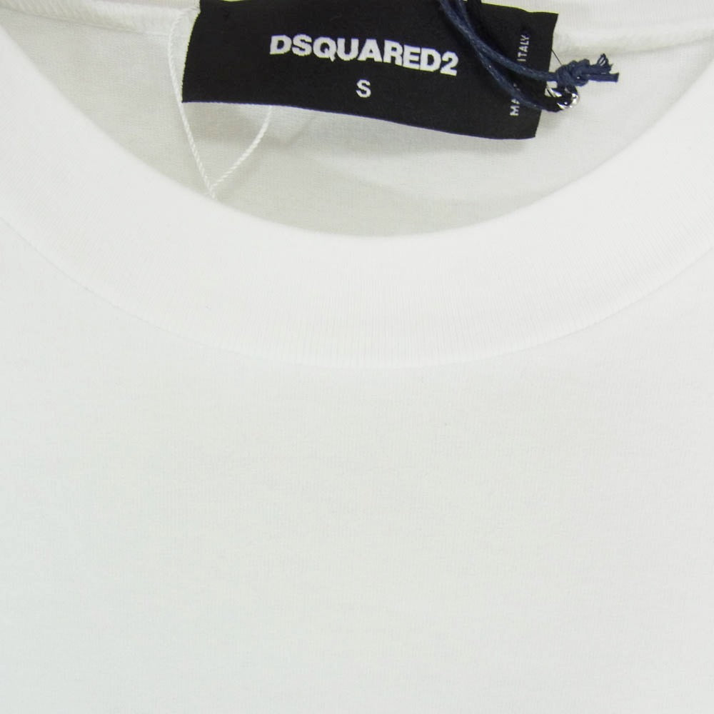 DSQUARED2 ディースクエアード S78GD0097 刺繍 ステッチ ロゴ クルーネック コットン 半袖 Tシャツ ホワイト系 S【極上美品】【中古】