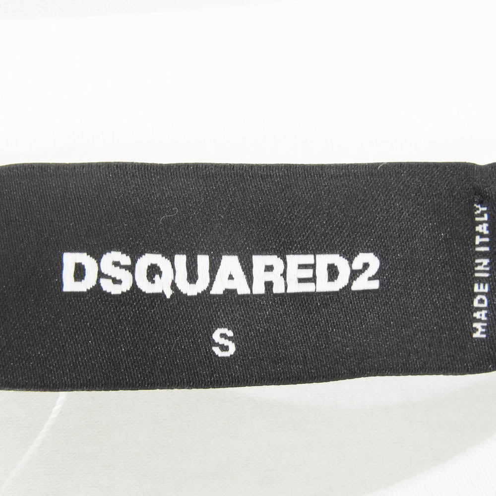 DSQUARED2 ディースクエアード S78GD0097 刺繍 ステッチ ロゴ クルーネック コットン 半袖 Tシャツ ホワイト系 S【極上美品】【中古】