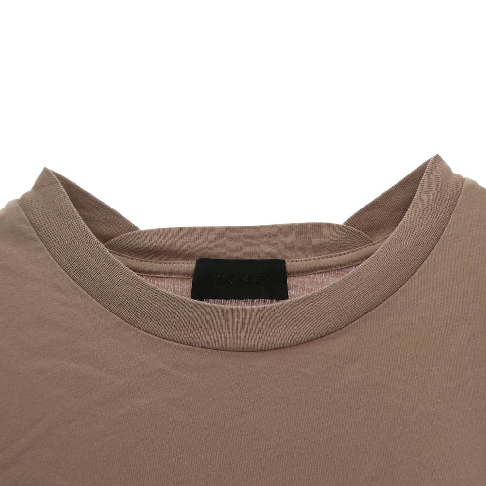 MONCLER モンクレール 24AW J20918C00002 89A17 SS T-SHIRT ラバー ロゴ ワッペン バック 縦ロゴ プリント 半袖 Tシャツ TEE ベージュ系 S【中古】