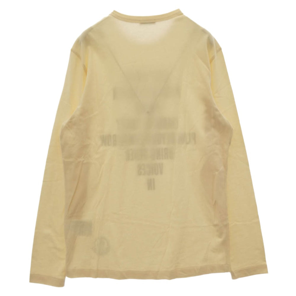 MONCLER モンクレール 21AW G20918D0001 28390T LS TSHIRT KEEP WARM PUSH メッセージ 裾 ロゴプリント クルーネック 長袖 Ｔシャツ カットソー ベージュ系 S【中古】
