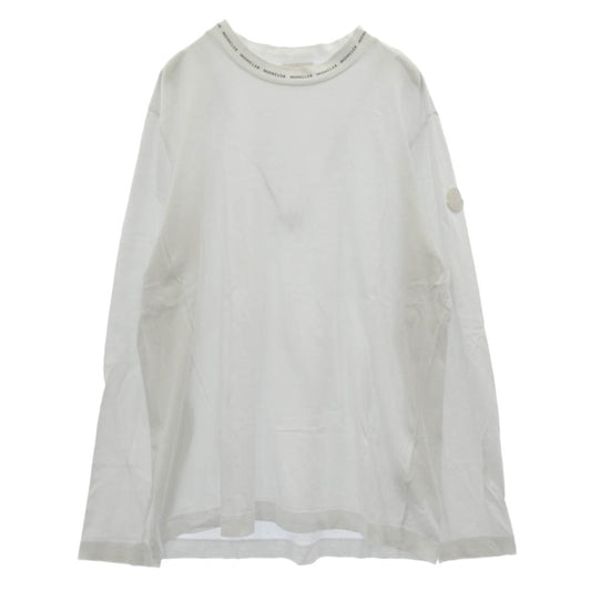 MONCLER モンクレール 22SS H10918D00007 8390T LS TSHIRT ネック ロゴプリント ショルダーワッペン クルーネック 長袖 Ｔシャツ カットソー ホワイト系 S【中古】