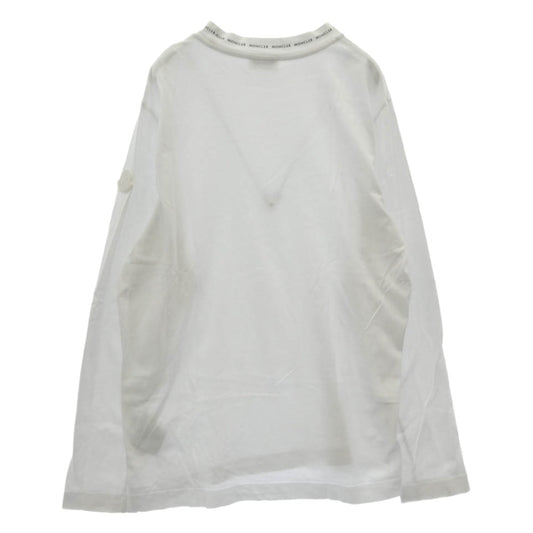 MONCLER モンクレール 22SS H10918D00007 8390T LS TSHIRT ネック ロゴプリント ショルダーワッペン クルーネック 長袖 Ｔシャツ カットソー ホワイト系 S【中古】