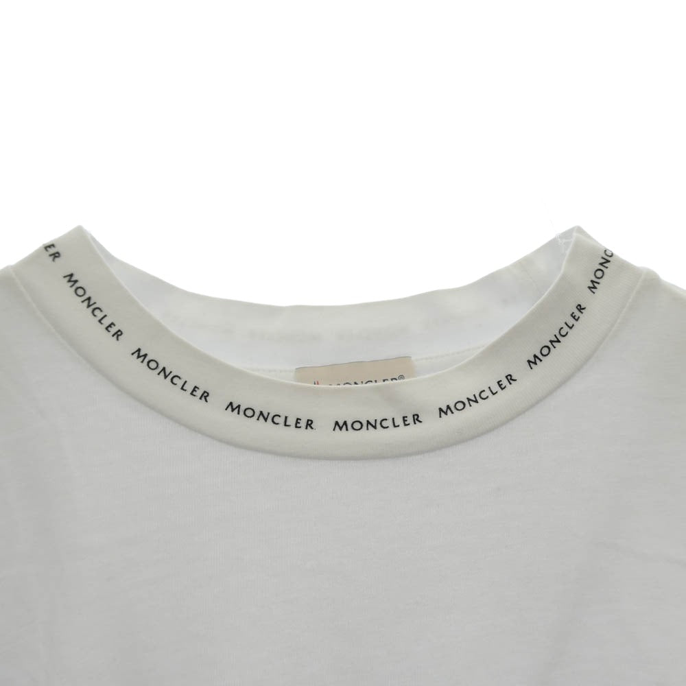 MONCLER モンクレール 22SS H10918D00007 8390T LS TSHIRT ネック ロゴプリント ショルダーワッペン クルーネック 長袖 Ｔシャツ カットソー ホワイト系 S【中古】
