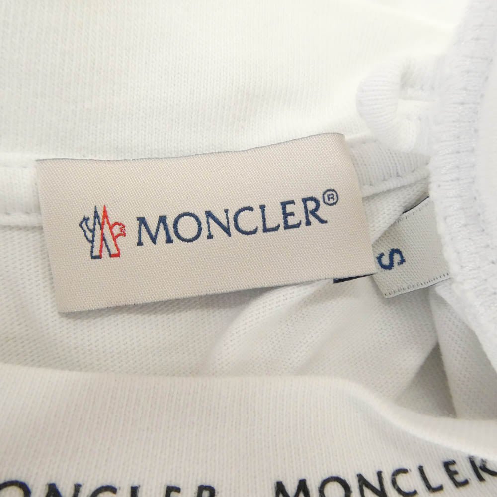 MONCLER モンクレール 22SS H10918D00007 8390T LS TSHIRT ネック ロゴプリント ショルダーワッペン クルーネック 長袖 Ｔシャツ カットソー ホワイト系 S【中古】