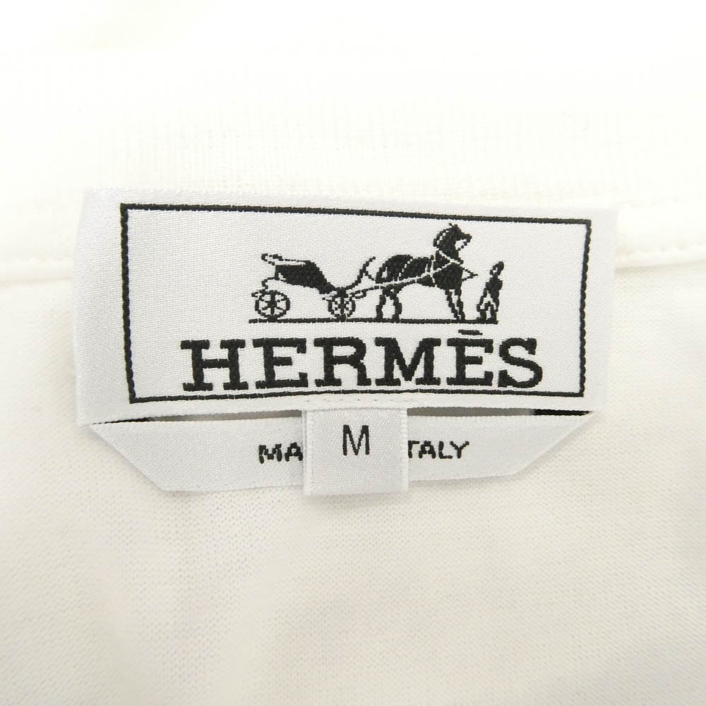 HERMES エルメス ジオメトリック パネル 切替 半袖 Tシャツ カットソー ホワイト系 M【美品】【中古】